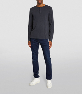 กางเกงยีนส์ผู้ชายสีน้ำเงินทรงตรงสไตล์ลำลองแบบสั่งทำราคาส่งถูก ดีไซน์เอวต่ำ ใส่ได้ทุกฤดู - Product Image 2