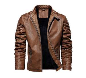 ODM Veste de moto motard en cuir de mouton véritable de haute qualité pour hommes, coupe-vent à fermeture éclair, grande taille - Product Image 3