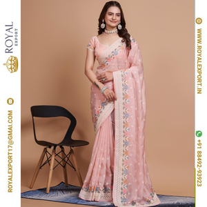 Nueva colección exclusiva de organza de seda Taby con Sari de trabajo bordado con blusa de diseñador - Product Image 5