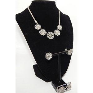 Set di gioielli Vintage .925 in argento Sterling e Marcasite include orecchini a girocollo - Product Image 4