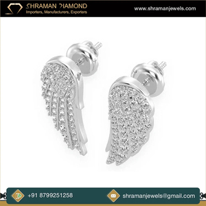 Pendientes de Diamante Moissanita con Diseño Moderno de Ala de Ángel, Oro Sólido de 14K, 1.97 CT, 9.31 Gramos, Alta Calidad, para Mujer, Regalo de Boda - Product Image 4