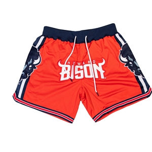 Personalizado Howard University Bison Logo Shorts Premium Nylon Spandex Mid HBCU Ropa Transpirable Casual Gimnasio Cordón Parches - Product Image 3