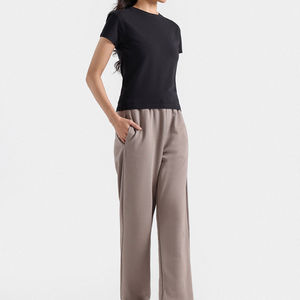 Pantalons de survêtement pour femmes personnalisés 2026, haute qualité, vente directe d'usine, décontractés, taille haute, jambes larges, 100% coton, respirant, hiver, OEM - Product Image 3