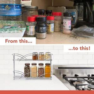 Support de rangement pour épices décoratives de cuisine Prime New Look Pattern en fer massif de couleur noire Outils de gadgets pour la maison et la cuisine à 2 niveaux - Product Image 6