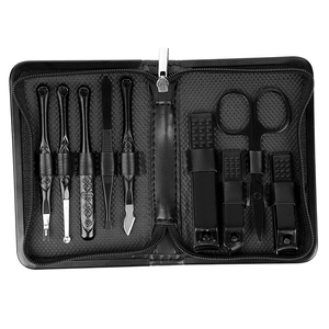 Nouvel ensemble de coupe-ongles de voyage en acier inoxydable noir de haute qualité, 12 pièces, kit professionnel de manucure et de pédicure - Product Image 6
