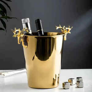 Compartiments à bouteilles Seau à glace en métal de qualité supérieure en acier inoxydable avec poignée Élégant, durable et parfait pour les fêtes - Product Image 6