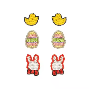 Pendientes de cuentas multicolores hechos a mano con huevo de Pascua feliz, joyería festiva de primavera, accesorios hechos a mano para mujer - Product Image 4