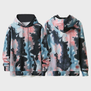 Vente en gros Pull à capuche basique en coton mélangé pour hommes, poche kangourou teintée dans la couleur unie, style hivernal - Product Image 3