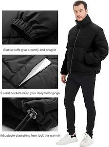 Manteau matelassé léger et élégant Vêtements d'extérieur d'hiver en toile imperméable pour hommes Vestes chaudes et confortables - Product Image 3