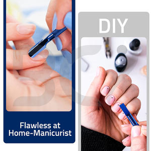 Coupe-cuticules double tête en acier inoxydable bleu, durable et réutilisable, outil de manucure personnel, repousse-cuticules - Product Image 5