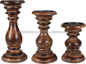 AALIYAN IMPEX Ensemble de bougeoirs chauffe-plat en bois rustique Décoration intérieure Bougeoirs de Noël Ensemble de 3 bougeoirs en bois marron - Product Image 5