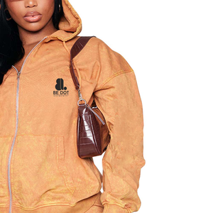 Vintage Acid Wash 2 en 1 Sweat à capuche zippé d'hiver lourd pour femme 100% coton - Product Image 6