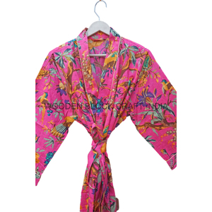 Kimono confort au quotidien 100% coton doux pour un usage quotidien Kimono à encolure en V avec un design simple et un imprimé floral pour des vêtements de nuit décontractés - Product Image 4