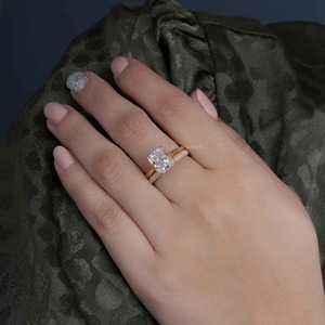 Bague solitaire en diamant de laboratoire certifié IGI VVS, très vendue, avec alliance en or 14 carats pour mariage, à prix bas - Product Image 2