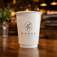 Vasos de Papel con Aislamiento de Doble Pared Impresos Personalizados para Café Caliente, Té, Cafetería, Restaurante, Bebidas para Llevar