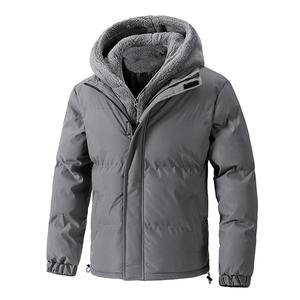 Parka de invierno para hombre, chaqueta con capucha de cara brillante e impermeable con soporte de lona de Color sólido, cálida, triple cremallera, de talla grande, holgada - Product Image 1