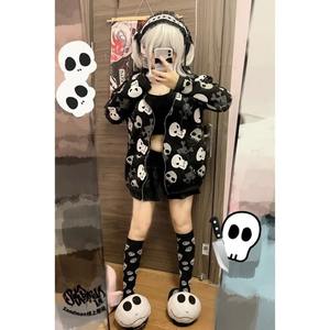 Sudadera con Capucha Informal de Moda Urbana con Forro, Estilo Primavera, Transpirable, de Manga Larga, Holgada, con Estampado de Calavera para Parejas - Product Image 4