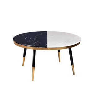 Tabourets de console et poufs ovales modernes de luxe en bois antique avec incrustation d'os Table basse en marbre pour le salon - Product Image 2