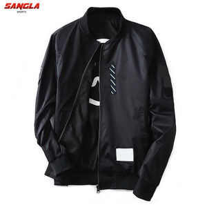 OEM de alta calidad de los hombres de la chaqueta de bombardero de tela personalizada con cremallera estilo Letterman Casual Otoño Invierno Outwear en tallas grandes - Product Image 2