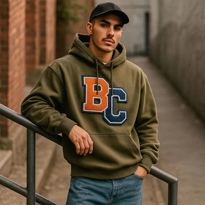 <b>Men</b> Pullover OEM Retro Hip Hop Streetwear Vintage Oversized Heavyweight Custom Applique Patch <b>Hoodie</b> - Product Image 2