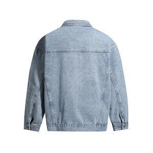 Vestes en jean pour hommes grande taille de haute qualité, vente en gros, MOQ faible, vestes en jean de moto surdimensionnées, broderie, style urbain - Product Image 5