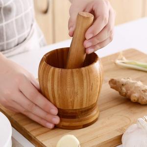 Broyeur à herbes et épices en bois de bambou naturel Bol écraseur Écologique Fait à la main Outil de cuisine - Product Image 3