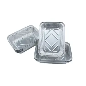 Recipientes descartáveis de alumínio, recipientes profundos de folha de alumínio para restaurante com tampas
