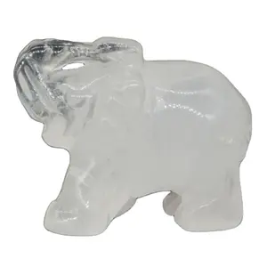 Elefante di cristallo al quarzo intaglio animale in vendita: pietra intagliata per prodotti in pietra curativi e decorativi