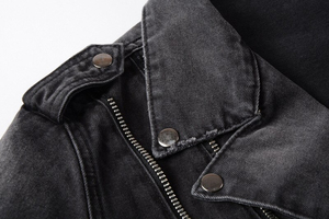High Street Style Casual Men's Denim <b>Jacket</b> Winter Wear Customized Sportswear Breathable Windproof Zipper Stand Collar Solid - Product Image 4