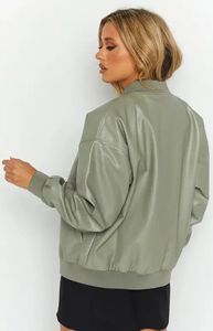 Chaquetas de Cuero PU Estilo Biker para Mujer, Chaqueta Varsity de Béisbol, Estilo Urbano, Chaqueta Bomber - Product Image 5
