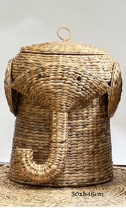 Cesta de almacenamiento de ratán plegable en forma de elefante ecológica hecha a mano, diseño multifunción, jacinto de agua Natural, decoración del hogar - Product Image 4