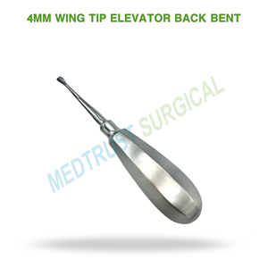 Élévateur dentaire chirurgical à pointe d'aile de 4 mm, courbé vers l'arrière, pour l'extraction dentaire et l'élévation radiculaire - Product Image 2
