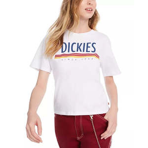 T-shirt da donna Dickies in cotone traspirante con logo e decorazioni a catena animata, taglie XS-XXL, per l'estate, bianco, taglia L - Product Image 1