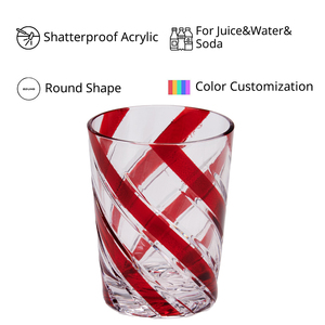 [Holar] Taiwan Made Shatterproof 14 Ounce High-Ball Glassware Clear <b>Plastic</b> Red Rhombus Low Ball Tumbler - Product Image 3