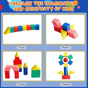 <b>Wooden</b> Geometric Set of 14 Solids <b>Wooden</b> <b>Blocks</b> for Preschool Elementary Education Early Learning fo Kids Factory Direct Supply - Product Image 2
