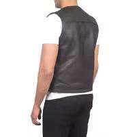 Pu Leather Cargo Pocket <b>Vest</b> 3d Zipper Pocket <b>Black</b> Mesh Lining Leather <b>Vest</b> <b>Men</b> Fashion Motorbike <b>Vest</b> - Product Image 2