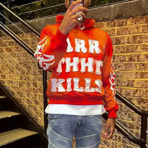 New Arrival Custom DISTRESSED Embroidery Men <b>Hoodies</b> Wholesale Street Wear Custom Manufacturer DISTRESSED Embroidery <b>Hoodies</b> Men - Product Image 3