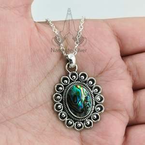 <b>Abalone</b> <b>Shell</b> Sterling Silver Necklace with Blue Paua <b>Shell</b> Pendant Fine Pendants & Charms Gift for Her - Product Image 1