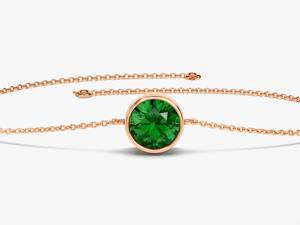 <b>Solid</b> <b>Gold</b> Bezel Set Natural Emerald Gemstone Fine Bracelet Personalized Family Multi Birthstone Custom Made Birthstone Gifts - Product Image 4
