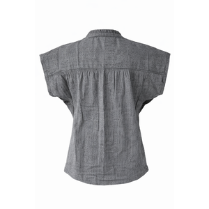 Blusa de viscosa con cuello mandarín tejida a mano para mujer, elegante, para uso diario, teñida lisa, con botones, talla XS, estilo vintage, corte holgado, para otoño y primavera, corta - Product Image 3