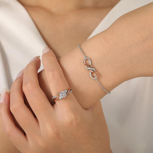 Jeulia Amore Two Tone <b>Infinity</b> Adjustable Fashion Tennis <b>Bracelet</b> - Product Image 4
