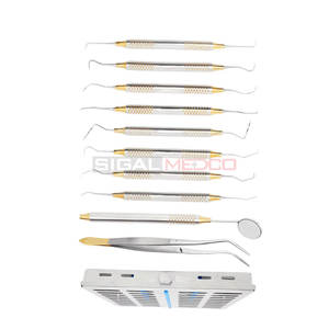 Kit de Instrumentos para Higienistas Dentales, 10 Piezas, Manual, Acero Inoxidable Alemán, Casete de Esterilización, Profesional, Profilaxis - Product Image 3