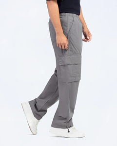 High Quality 100% Cotton Men's Sweatpants Custom DTF Printed Logo Solid <b>Grey</b> Color 6 pockets Baggy Streetwear Men's Sweatpants - Product Image 6