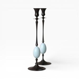 Juego de Portavelas de Metal Negro Texturizado con Forma Alta y Delgada para Decoración Moderna de Mesa y Suelo - Product Image 6