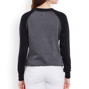 Nueva moda mujer raglán bordado Terry cuello redondo sudadera 300g tela peso impresión Digital invierno Casual mangas completas - Product Image 3