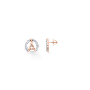 Boucles d'oreilles en or rose Paris Glow avec diamants pour femmes - Product Image 4