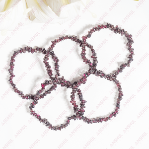 Natural Maroon Color <b>Garnet</b> Irregular Shape Gemstone Chip <b>Bracelet</b> Healing Crystals for Meditation Party Wear At Bulk Price - Product Image 3