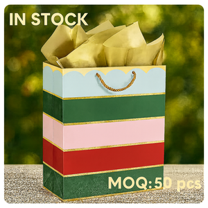 定制标志大尺寸女士礼品纸袋带手柄批发漂亮款式现货购物纸袋快速48小时发货 - Product Image 1