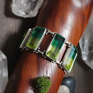 Bracelet de charme en pierre naturelle carrée colorée de haute qualité, bijoux en argent avec breloques décoratives pour fête, cadeau du Nouvel An - Product Image 3