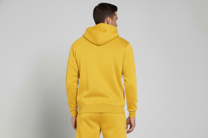 Ensemble de survêtement d'hiver unisexe jaune avec logo personnalisé, respirant, antibactérien, 100% coton polaire, motif uni, à capuche, décontracté - Product Image 4